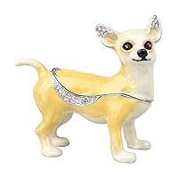 Minihouse Jeweled Trinket Box Hinged Keepsake Box Chihuahua Dog Figurine Collectable