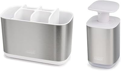 Joseph Joseph Bathroom Beauties 2-Piece Sink Set Stainless Soap Pump Toothbrush