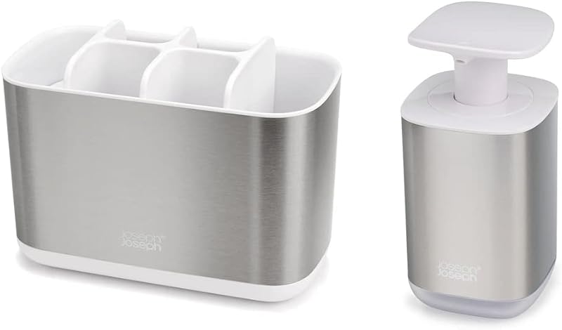 Joseph Joseph Bathroom Beauties 2-Piece Sink Set Stainless Soap Pump Toothbrush