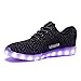 LeoVera Men Women USB Charging LED Light Shoes Flashing Sneakers LVHYZ16-Black-38