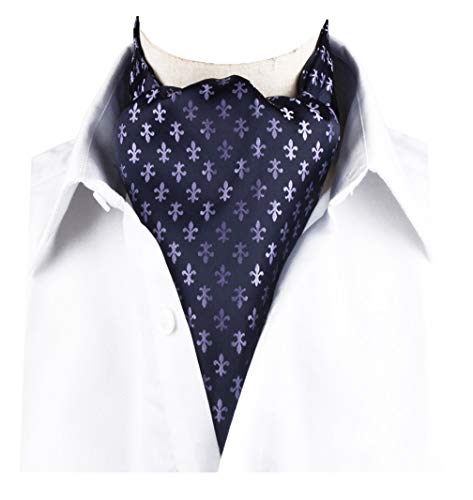 MENDENG Men Purple Paisley Jacquard Woven Silk Cravat Necktie Scarf Formal Ascot - Thumbnail 4