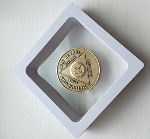 White Diamond Square AA Medallion Challenge Coin Chip Display Stand Holder Magic Suspension Box