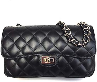 SUPERFLYBAGS Women's Genuine Quilted Italian Leather Handbag model PARIGI Classic Made in Italy