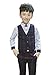 Boys Plaid Suits Formal Dress Blazer Vest Pants 3 Pieces Gray & Navy 2 Colors