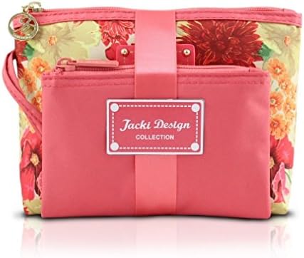 Jacki Design Miss Cherie 2-piece Floral Cosmetic Toiletry Bag Gift Set Orange