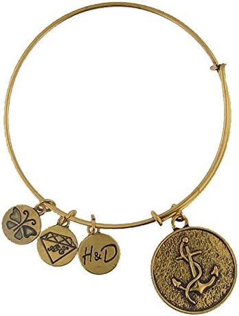 Hope And Destiny Faith Anchor Expandable Wire Gold Tone Bangle Bracelet