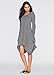 WearLove Women Asymmetrical Loose Long Sleeve Pockets Tunic Shirt Dress Grey 2XL