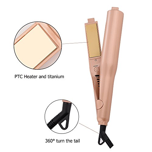 Hair Straightener Irons,Hann 2 in 1 Ceramic Styling Salon Tools Professional Hair Straightener & Hair Curler (gold) - Thumbnail 3