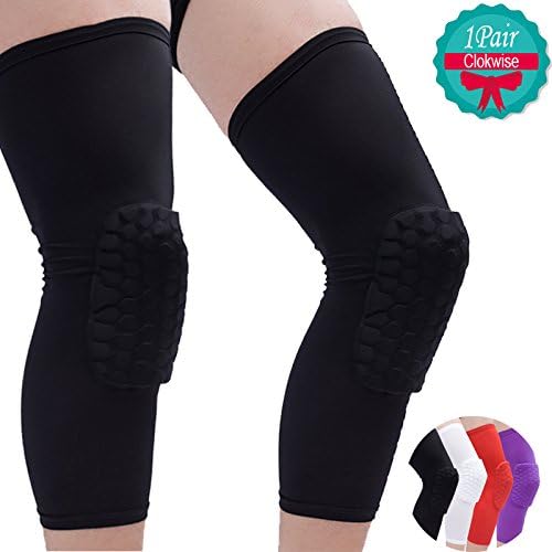 Clockwise Knee Pads for Basketball & All Contact Sports,Kids,Youth and Adult Size, Breathable Honeycomb EVA Compression Guard 1PAIR