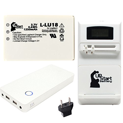 Logitech Squeezebox Duet Controller Battery with Universal Charger (100/240V), 18000mAh Portable External Battery Charger & EU Adapter - Replacement Logitech L-LU18 Universal Remote Battery and Charger