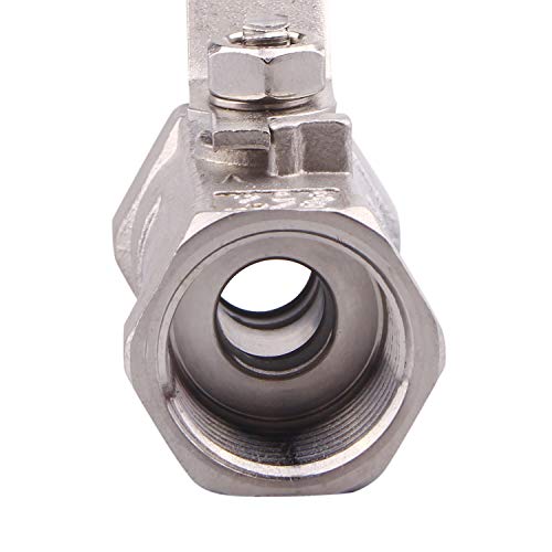 Stainless Steel 1PC Ball Valve with Blue Vinyl Handle Female to Female Standard Port for Water Oil and Gas PTFE Seal 3/4" NPT