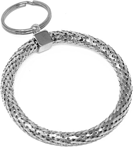 Vintage silver large circle metal mesh jewelry keychain