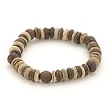 81stgeneration Men's Wood Round Brown Stretch Beads Handmade Adjustable Bracelet