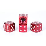 Dreamer Car Shiny Antioxidant Aluminum Alloy Dice Valve Stems Caps (Red,4pcs)