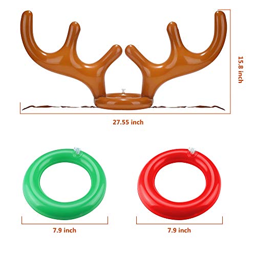 2+12 Inflatable Reindeer Antler Ring Toss Game Christmas Party Games 14pcs for Kids Christmas Party Favors & Christmas Games[2 Antlers+12 Rings] - Thumbnail 2