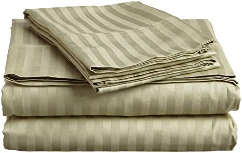 Italian 1500 Thread Count 100% Egyptian Striped 4Pc King Sheet Set Mint Green