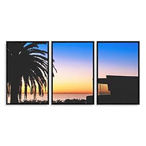 3 Piece Framed Canvas Wall Art for Living Room, Bedroom Vintage Tropical Palm Trees Canvas Prints for Modern Home Decoration Ready to Hang - 16"x24"x3 Panels