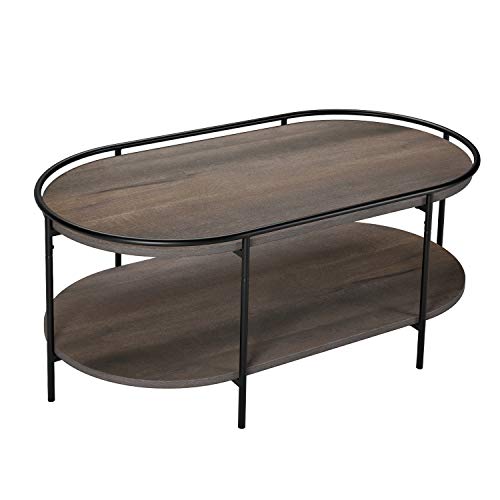 HOMECHO Coffee Table, Industrial Oval Living Room Table, 2Tier Hill