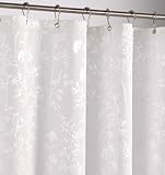 Ufriday Shower Curtain Mildew Resistant and Water Repellent White Floral Pattern with Metal Grommets, Satin Fabric Bath Curtain for Shower Polyester Heavy Duty, Extra Long, 72-inch by 78-inch