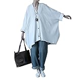 Yesno JG6 Women Tops Blouse Casual Plus Size Cocoon Model Double Layers Cotton Linen