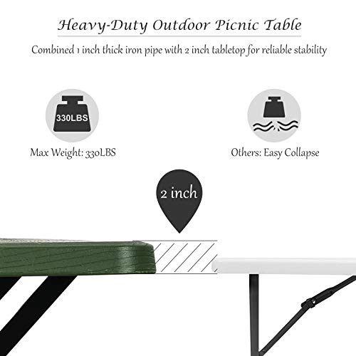 Giantex Picnic Table Bench Set Outdoor Camping All Weather Metal Base