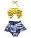 Cute Baby Bikini Big Bowknot Stripe Yellow 2 Pieces Skirt Swimwear Sets (4T,Yellow)