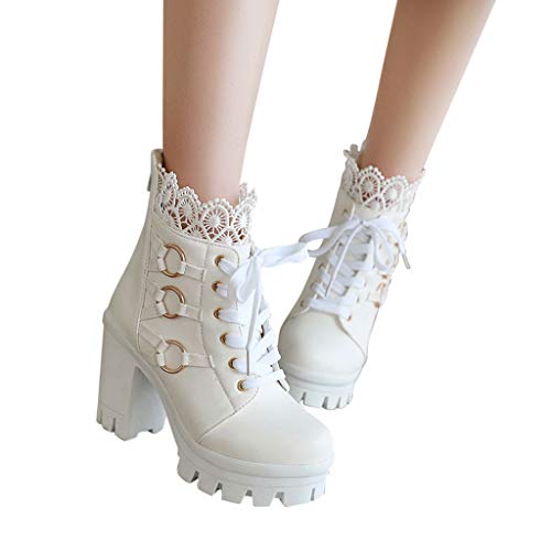 Platform Boots for Women, Women's Winter Fashion Lace Pure