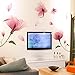 2 Pieces Flowers Wall Decals Vinyl Pink Flowers Stickers Removable Floral Murals Peel and Stick Romantic Decor for Girls Bedroom Living Room Nursery