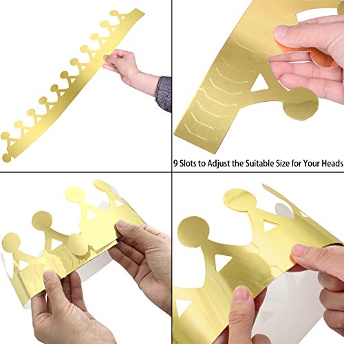 LOCOLO 24 Pieces Paper Crowns for Kids Adults Golden Party King Crown Hats for Party and Celebration