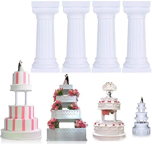 Fasclot 4pcs Multi-Layered Cake Roman Column Support Stand Decor Pillars Wedding Cake
