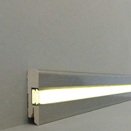 LED/Licht Fuß- u. Sockelleisten'Chemnitz' 58 x 16 mm MDF foliert / 716.733L| LED Sockelleiste | Lichtleiste | Inklusive weiße