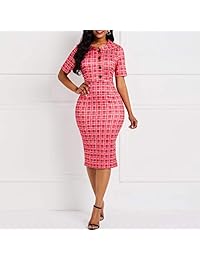 VERWIN - Vestido de manga corta para mujer, vestido retro