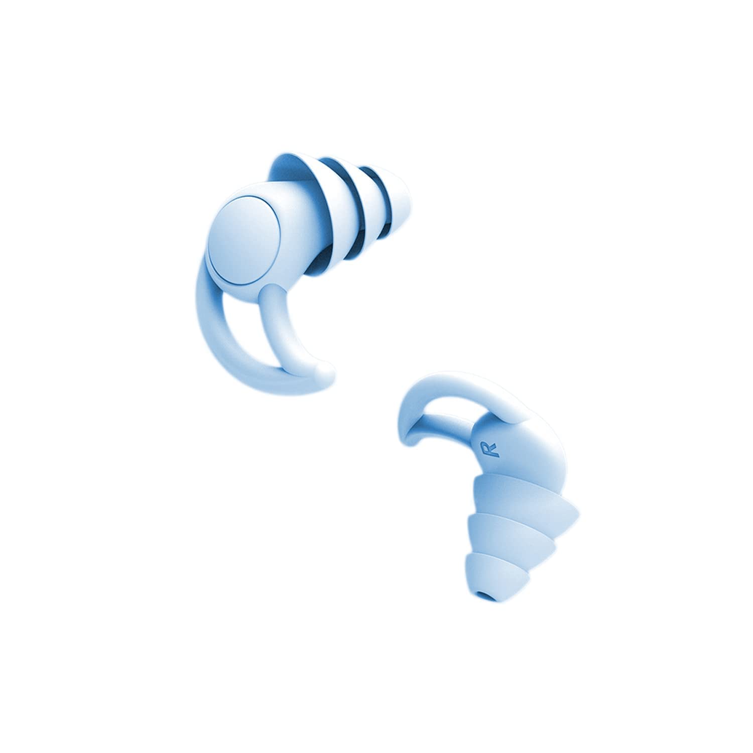 WUBAYI Silicone Earplugs for Noise Reduction & Deep Sleep - Reusable Waterproof Earplugs for Swimming, Concerts, Construction, Shooting, Air Travel - Comfortable Sound Insulation (Blue)