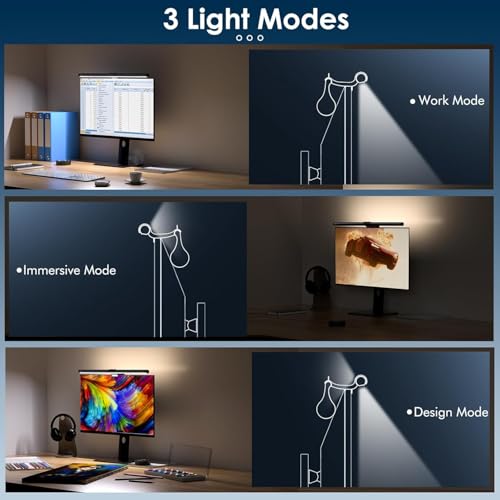 Quntis PC Screen Lamp with Remote Control 40 cm USB Computer Desk Lamp with Backlight, 112 LED Light Bar Monitor Computer, Adjustable Light, Light Bar for Reading Office Gaming