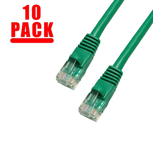 GRANDMAX CAT6 10FT Green RJ45, 550MHz, UTP Ethernet Network Patch Cable Snagless/Molded Bubble Boot, 10 Pack