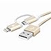 [Apple MFi Certified] 2 in 1 Dual Lightning USB Cable 3ft 1 M, HUNDA Nylon Braided USB Connector for Android and Apple Devices such as iPhone, iPad , Samsung, HTC, Nexus, Sony and More (Gold)