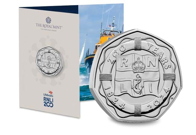 CrawleyCoins 2024 Royal National Lifeboat Institution RNLI 50p Brilliant Uncirculated Coin in Sealed Mint Pack