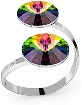 GIORRE ¤ New Rivoli Ring With 2 Stones, Swarovski ¤ Fine Sterling Silver 925 ¤ CRYSTAL : Crystal VM | SILVER : White Rhodium Plating