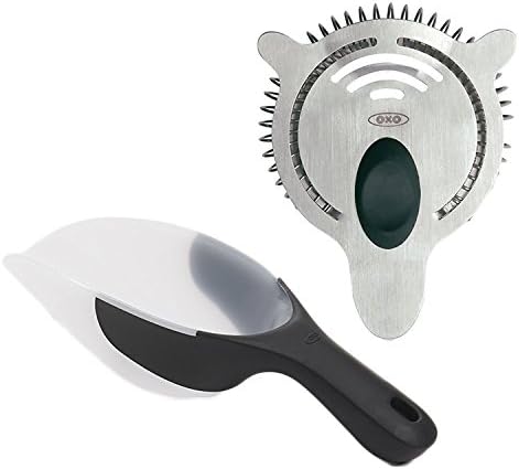 Steel Cocktail Strainer and Good Grips Flexible Scoop (1 Cup), 2-pc Set