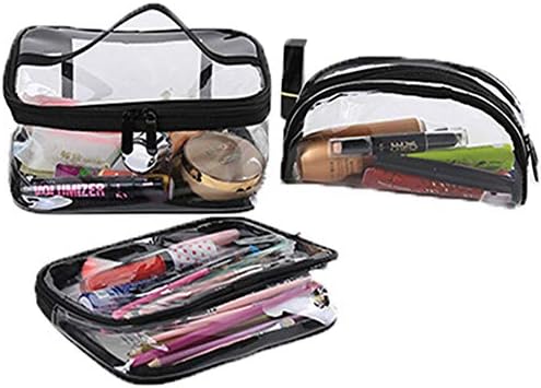 3pcs Clear Cosmetic Bag Fashion Makeup Toiletry Bag Portable Quick Pack Waterproof Travel Bag Multifunction Storage