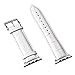 Valkit Compatible Apple Watch Bands 42mm 44mm Genuine Leather Strap Smart Watch Band Bracelet Replacement Wristband with Stainless Steel Adapter Clasp Replacement for Apple iWatch 4 3 2 1, 42MM -White