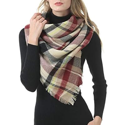 botlav Womens Blanket Scarf Scottish Plaid Blankets Winter Warm Fashion Scarves Oversized botlav Womens Blanket Scarf Scottish Plaid Blankets Winter Warm Fashion Scarves Oversized