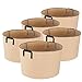 iPower 15 Gallon 5 Pack Grow Bags Nonwoven Fabric Pots Aeration Container with Strap Handles for Garden and Planting, 5-Pack Tan, 15 Gallon