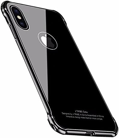 iPhone X Case, ArtMine Luxury Ultra Thin Aluminum Metal Frame Drop Protection Hybrid Construction Back Case Cover for Apple iPhone X 2017, Black