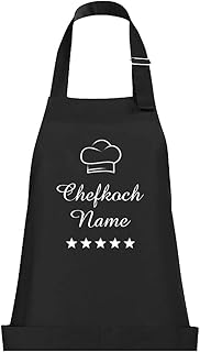 Schnoschi Küchenschürze Schwarz mit Wunschnamen Bestickt