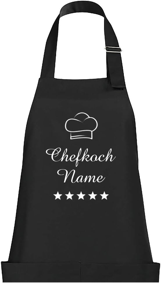 Schnoschi Küchenschürze Schwarz mit Wunschnamen Bestickt