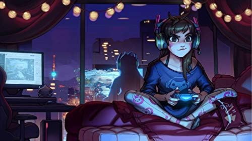 leem Game dva Overwatch Cute Artwork Silk Poster Wallpaper 24 X 13 inch
