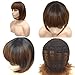 MERISIHAIR Short Bob Hair Wigs Synthetic Colorful Cosplay Daily Party Straight Wig with Flat Bangs Heat Resistant for Women Natural As Real Hair (Black to reddish brown)