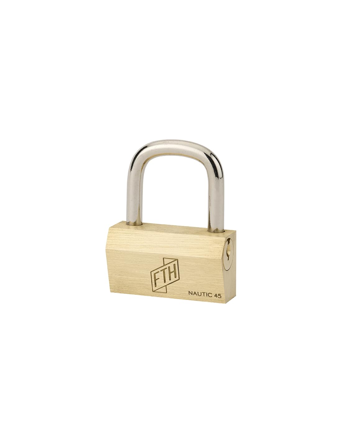 THIRARD 00021021 Cadenas FTH NT Padlock, Solid Brass Body and Hardened Steel Shackle, Side Open, 45mm Base, 3 Toothed Keys, 45 mm