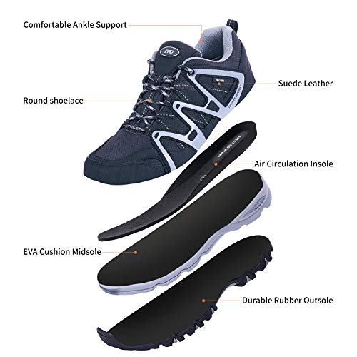 TFO Hiking Shoes Men Waterproof Air Circulation Insole Ankle Support Non-Slip Lightweight for Outdoor Trekking Walking Black